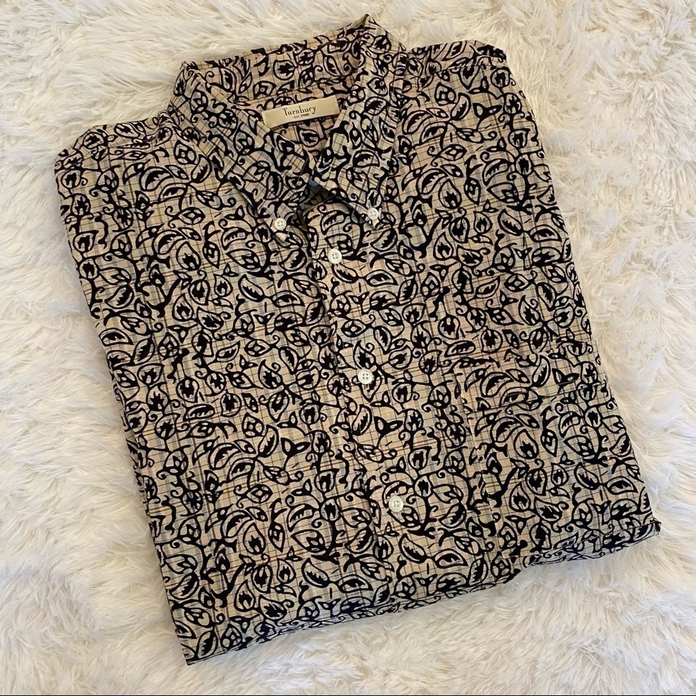 𝅺TURNBURY Men's Cotton Short Sleeve Button Up Shirt XL